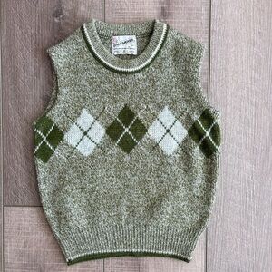 Kids Argyle Sweater Vest - Green and White